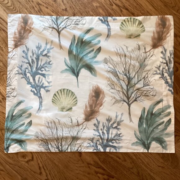 Pottery Barn Del Mar Coastal Organic Cotton Standard Pillow Sham Seashells Beach - Picture 2 of 4